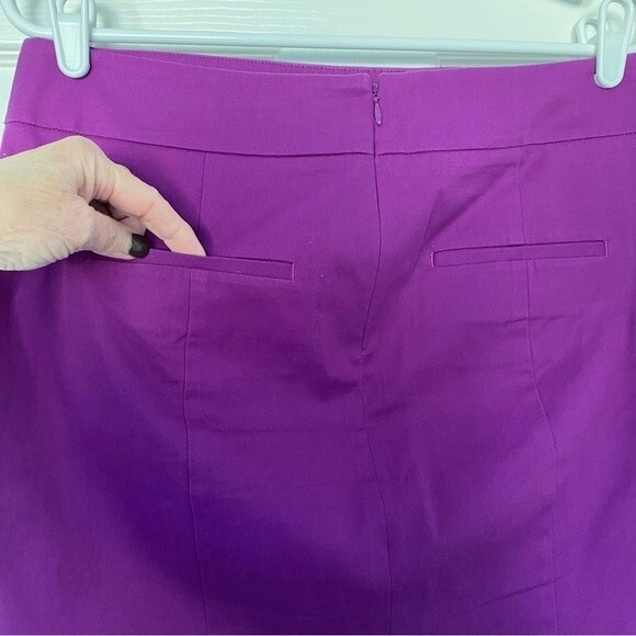 Ann Taylor Madison Purple Mini Skirt Cotton Spandex Pockets Front Back Size 6 - Picture 5 of 10